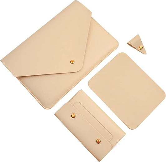 Laptop Sleeve 14 Inch Compatible with MacBook Pro 14,Old MacBook Air 13 2010-2017, Old MacBook Pro 13 2012-2015, Surface Laptop 13.5 with Small Pouch, Mouse Pad and Cord Organizer,Color Beige