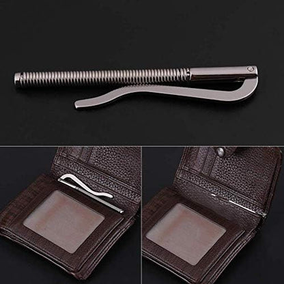 5Pcs Spring Money Clip Steel Bar Nickel Plate for Bifold Wallet Purse Leather Craft Tools Ideal Christmas gift Father's Day gift Silver 2.9 Inch