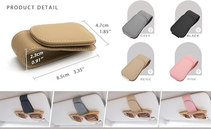 Magnetic Leather Sunglass Holder, Eyeglass Hanger Clip for Car Sun Visor, Suitable for Different Size Eyeglasses (Blue, 1 Pack)