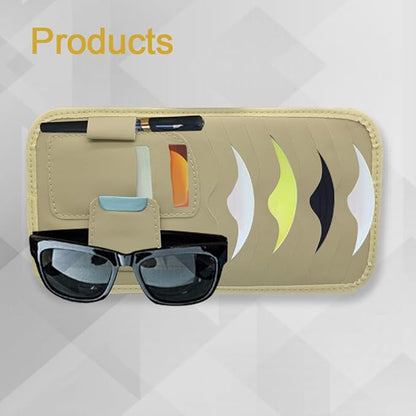 Car Visor Organizer, Sun Glassed Holder, Sunvisor Storage Holder, Car Visor Storage Pocket, PU Leather Pocket Storage Pouch Holder Car Accessories for Sunglasses, Cards, CDs Storage