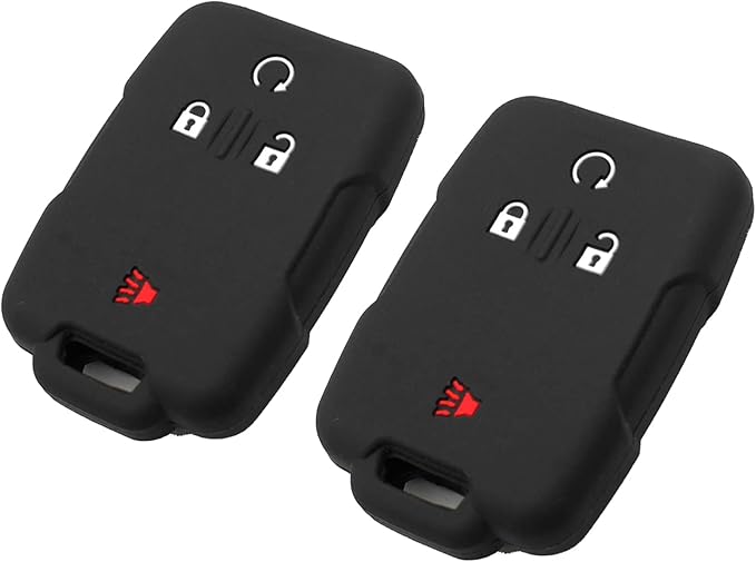 Silicone Key Fob Cover Fit for Chevrolet Chevy Colorado Silverado 1500 2500 3500 HD Suburban Tahoe GMC Canyon Sierra Yukon XL | Car Accessories | Remote Key Protection Case - Black & Black