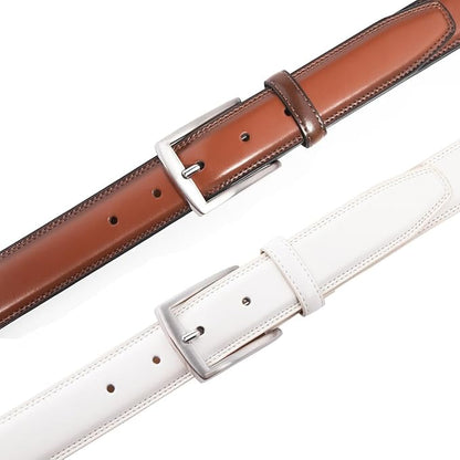 Mens Genuine Leather Dress Belt for Men, Handmade, 100% Cow Leather,Classic Casual and Business Belt Prong Buckle