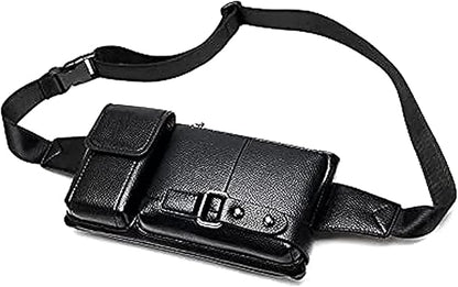 Men's Leather Sling Bag,Chest Shoulder Backpack, Water waterproof Crossbody Bag