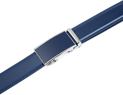 Founders & C Men's Ratchet Belt 1 3/8",Leather Dress Belt Adjustable with Click Sliding Buckle Trim to Exact Fit