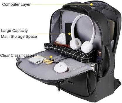 Laptop Backpack, Business Anti Theft Slim Sturdy Laptops Backpack with USB Charging Port, Water Resistant Travel Backpack Computer Bag Gifts for Men & Women Fits 15.6 Inch Notebook-Black