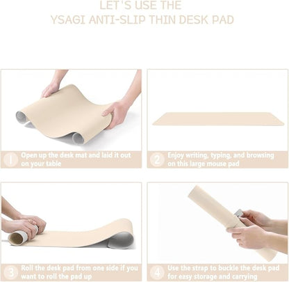 YSAGi Non-Slip Leather Desk Pad, Desk Matt for Desktop, Waterproof Laptop Computer Keyboard Mat, Table Protector Blotter Mat, Large Mouse Pad for Office/Work/Home/Decor(Beige, 31.5" x 15.7")
