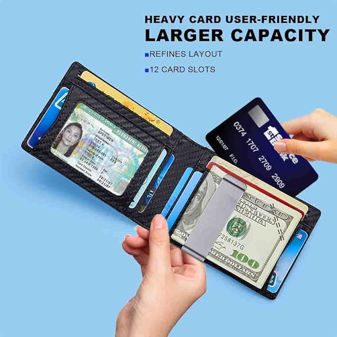 VANNANBA Wallet for Men Bifold Credit Card Holder,RFID Blocking Front Pocket Wallets for Men Teen Boys with Gift Box(Black)