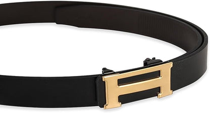 Aurolran Men&Womens Leather Dress Belt Business Automatic Buckle Belt Color-Black Silver Gold