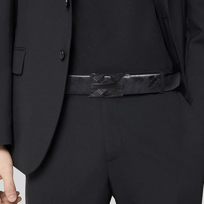 Dubulle Designer Mens Belts, Sliding Automatic Buckle Ratchet Dress Belt TOP Genuine Leather Strap Gifts