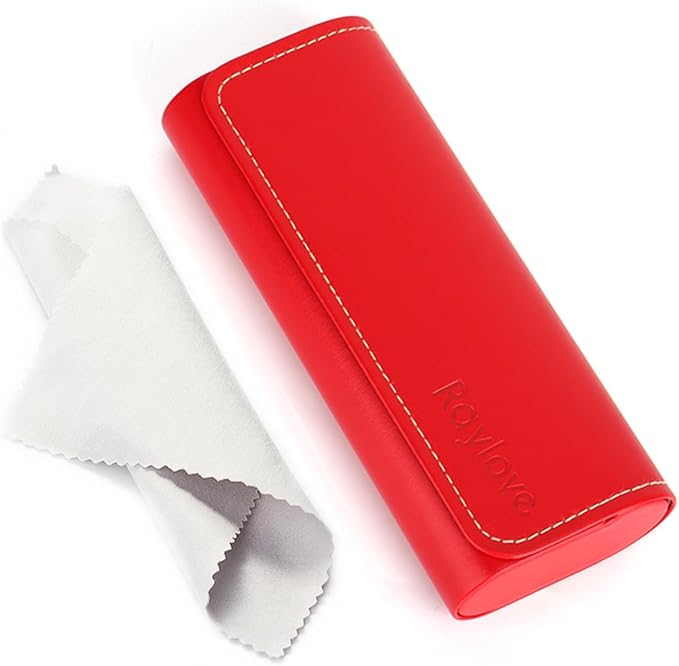 RayLove Glasses Case Hard Shell, Travel Sunglasses Case, Leather Hard Eyeglass Case for Women, Reading Glasses Case for Men