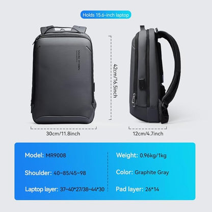 MARK RYDEN Slim Laptop Backpack for Men, High Tech Backpack with Scratch Resistant Shell and USB Charging Port, Waterproof Business Backpack Ideal for Working, Commuting, Daily (20L for 15.6" Laptop)