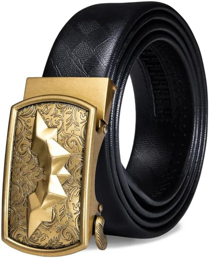 Dubulle Designer Mens Belts, Sliding Automatic Buckle Ratchet Dress Belt TOP Genuine Leather Strap Gifts
