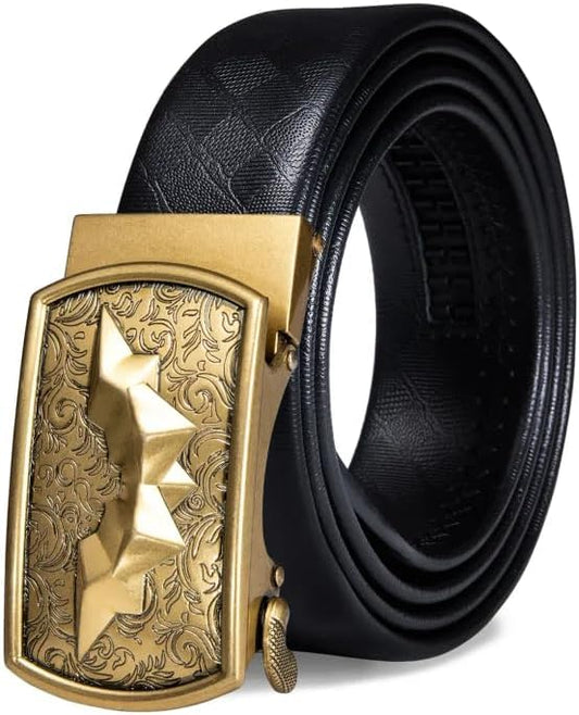 Barry.Wang Mens Belts Leather Ratchet Automatic Buckle Slide Click 1 3/8" Designer Dress Fashion Classic Casual Work Business