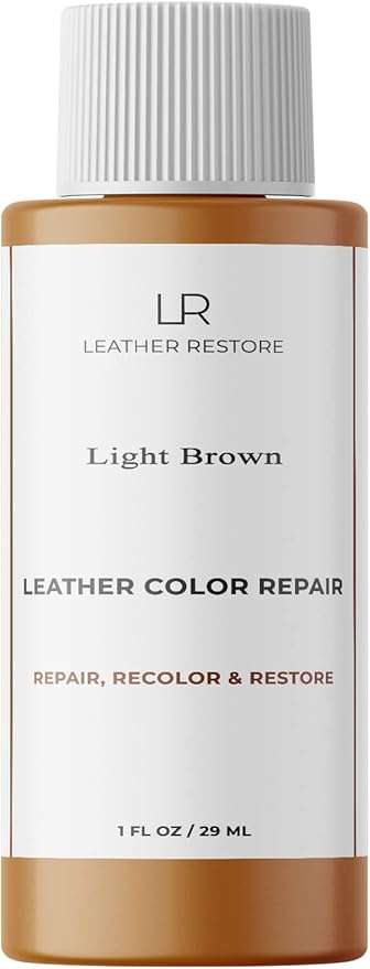 Leather Color Repair, Light Brown 1 OZ - Repair, Recolor and Restore Couch, Furniture, Auto Interior, Car Seats, Vinyl and Shoes