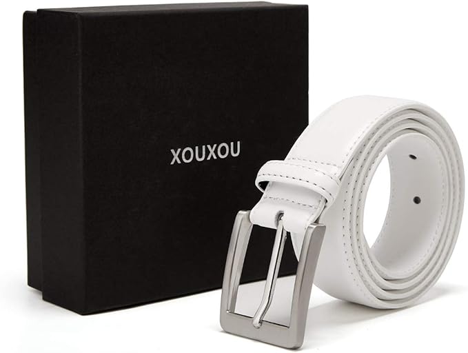 XOUXOU Men's Casual Leather Jeans Belts Classic Work Business Dress Belt with Prong Buckle for Men