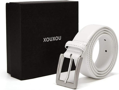 XOUXOU Men's Casual Leather Jeans Belts Classic Work Business Dress Belt with Prong Buckle for Men