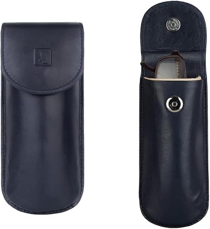 Adamis Full Grain Genuine Leather Spectacles Hard Shell Case for Men and Women