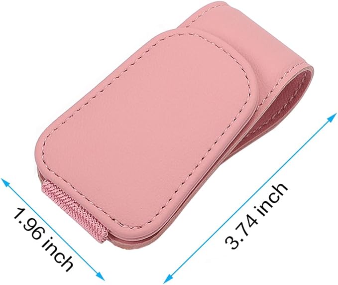 Sunglass Holder for Car Sun Visor, Magnetic Eyeglass Hanger Clip for Car Visor, Leather Car Glasses Mount, Car Interior Visor Accessories (Pink-1Pcs)