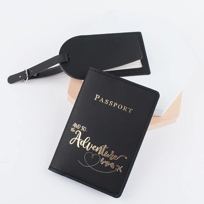 Belsmi Passport and Luggage Tags Set Travel Suitcase Tag (Black Pink)