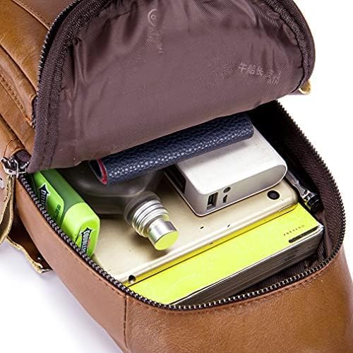 Hebetag Leather Sling Bag Crossbody Backpack for Men Women Outdoor Travel Work Shoulder Chest Pouch Camping Casual Daypack Brown 18cm(W) x8cm(D) x30cm(H)(7.08"x3.14"x11.81") approx;