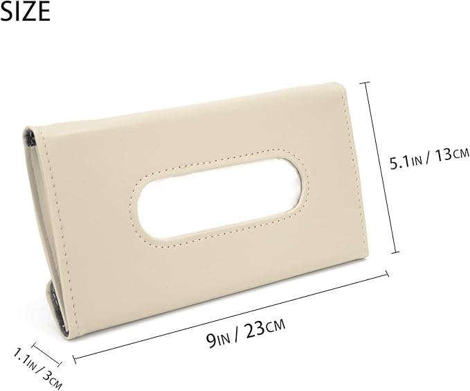 Khaki Car Tissue Refill Holder for Sun Visor, Hanging Tissue Clip, PU Leather