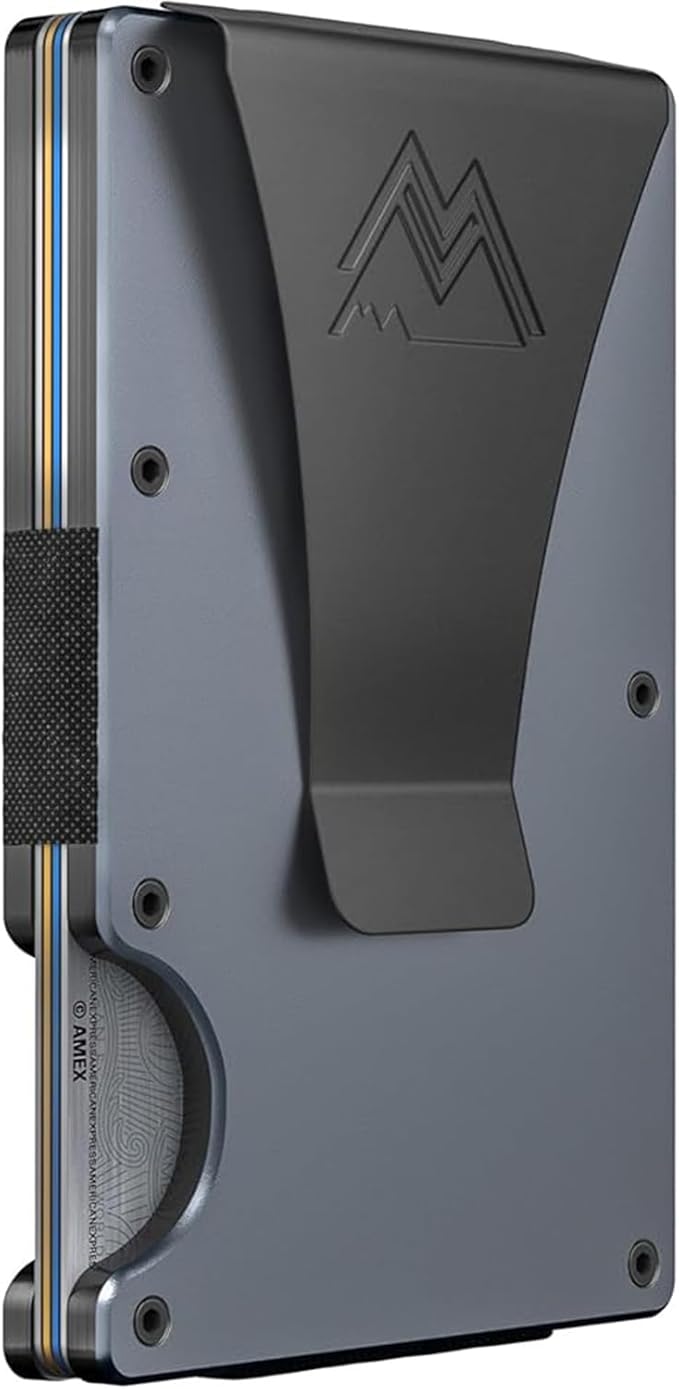 Mountain Voyage Co Minimalist Wallet for Men & Women - Slim RFID Wallet, Scratch Resistant, Credit Card Holder & Money Clip, Easily Removable Money & Cards, (Gunmetal Titanium)