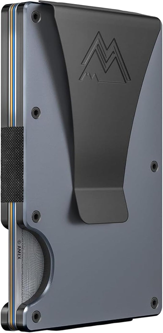 Mountain Voyage Co Minimalist Wallet for Men & Women - Slim RFID Wallet, Scratch Resistant, Credit Card Holder & Money Clip, Easily Removable Money & Cards, (Gunmetal Titanium)
