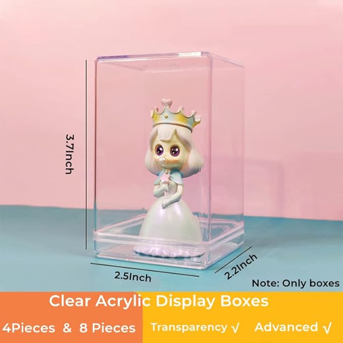Acrylic Box Clear Display Box with Lid 4 Pieces Small Storage Square Cube Plastic Containers Jewelry Storage Candy Box Wedding Valentine's Day Party Favor Boxes 3.74x2.55x2.16Inch