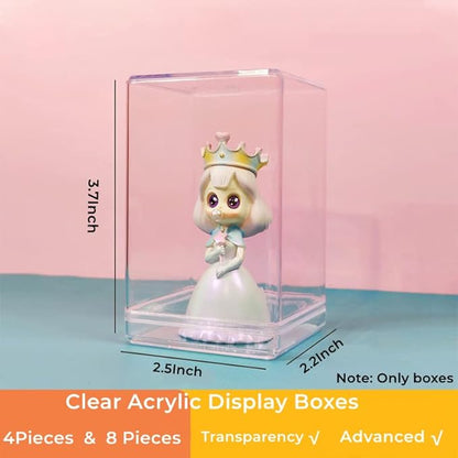 Acrylic Box Clear Display Box with Lid 4 Pieces Small Storage Square Cube Plastic Containers Jewelry Storage Candy Box Wedding Valentine's Day Party Favor Boxes 3.74x2.55x2.16Inch
