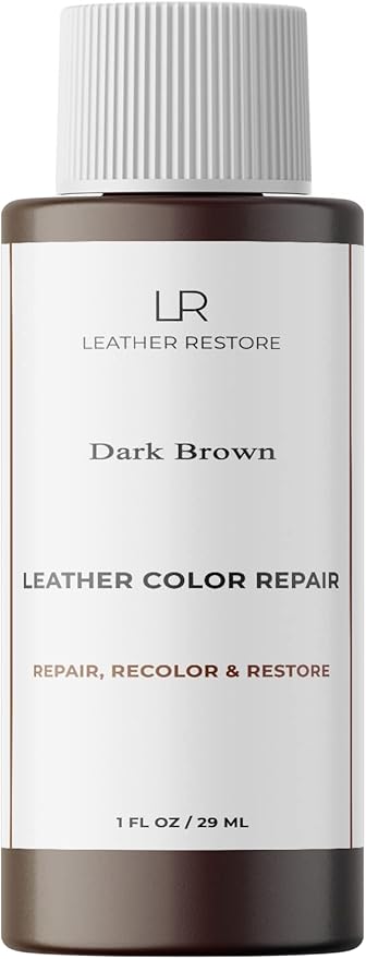 Leather Color Repair, Dark Brown 1 OZ - Repair, Recolor and Restore Couch, Furniture, Auto Interior, Car Seats, Vinyl and Shoes
