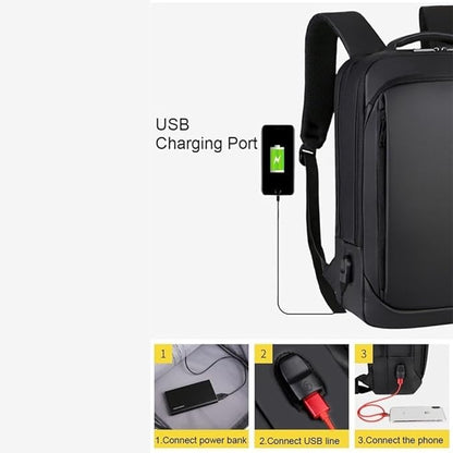 Laptop Backpack, Business Anti Theft Slim Sturdy Laptops Backpack with USB Charging Port, Water Resistant Travel Backpack Computer Bag Gifts for Men & Women Fits 15.6 Inch Notebook-Black