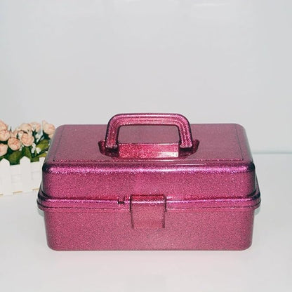 3 Layer Stackable Arts and Crafts Organizer Storage, Multipurpose Sewing Box Plastic Tackle Box Organizer with Lib, Storage for Tools, Makeup, Snack, Art Supply, Sewing Supply(Fuchsia)