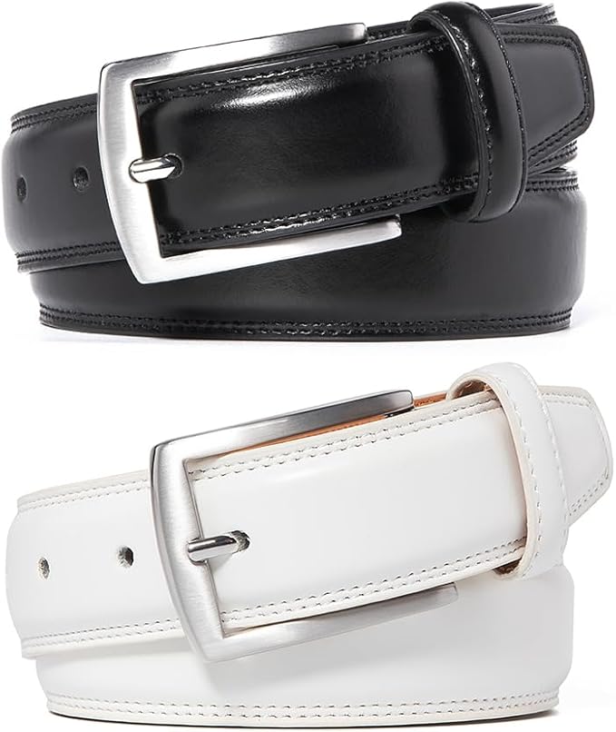 Mens Genuine Leather Dress Belt for Men, Handmade, 100% Cow Leather,Classic Casual and Business Belt Prong Buckle