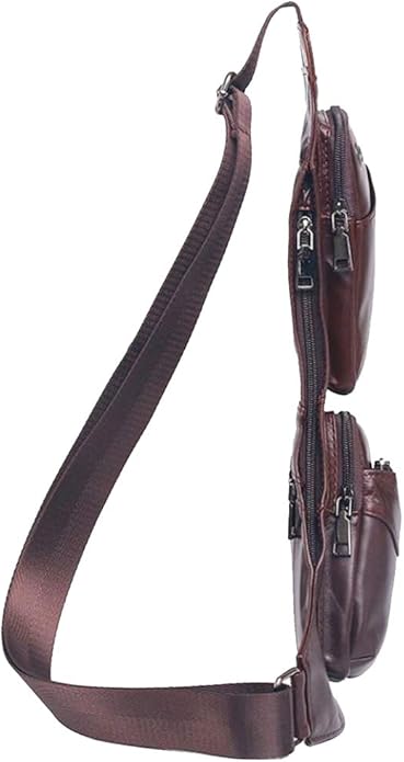 Hebetag Leather Sling Bag Crossbody Backpack for Men Women Travel Outdoor Camping