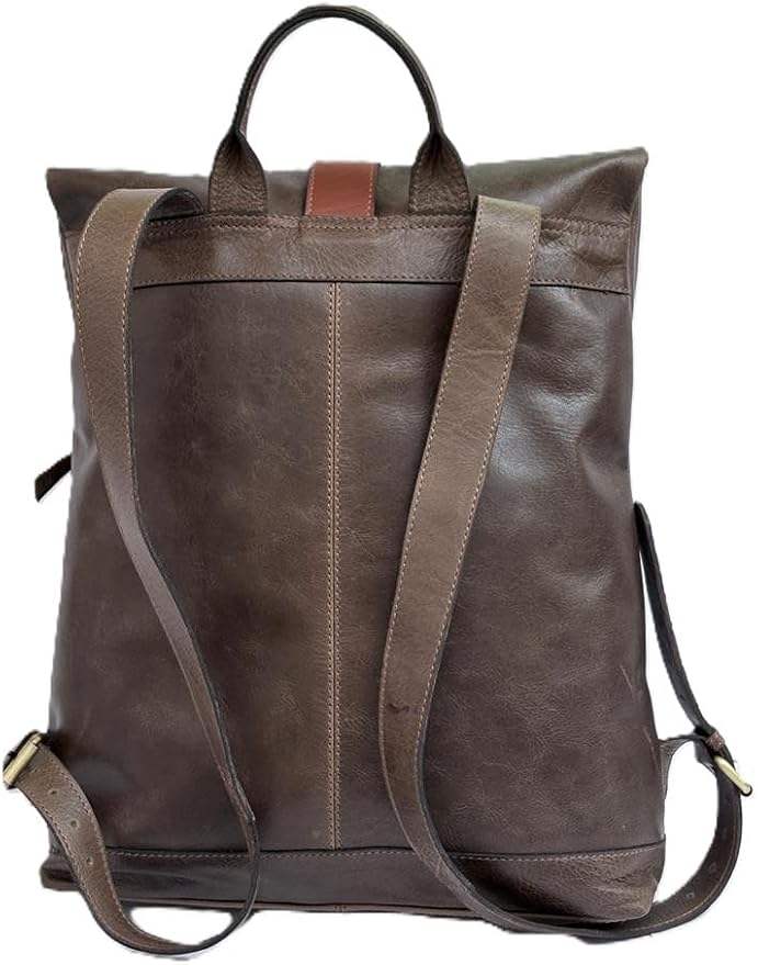 VANSI Soft Leather Men Women Laptop Backpack School College Office (Olive Green)