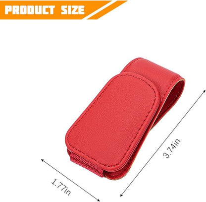 Sunglasses Holder for Car Visor, Microfiber Leather Magnetic Sun Visor Eyeglasses Hanger & Ticket Card Clip, Multi-Function Automotive Interior Glasses Mount, Universal Fit (Red)