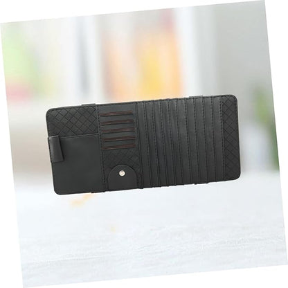 Mikinona Multi-Functional Sun Visor Cd Holder Organizer Bag Premium Leather Storage for Car Conveniently Stores Pens Cards Booklets Design for Vehicle Accessories