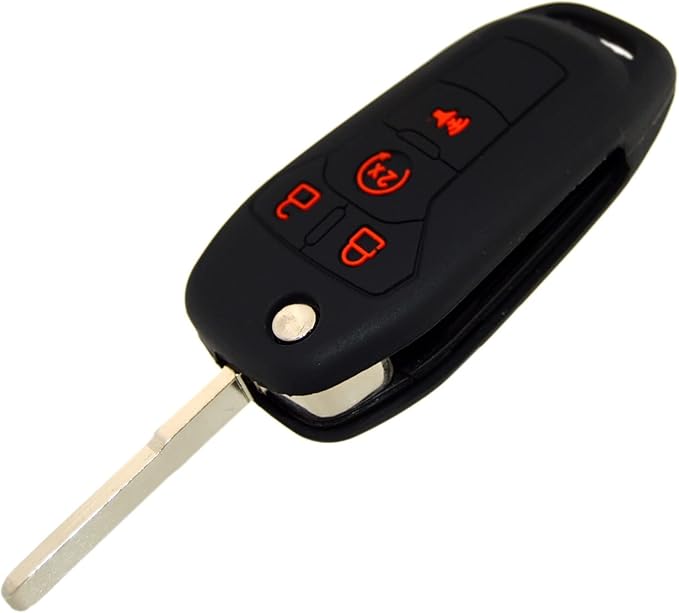 Silicone Rubber Key Fob Covers Protector for Ford F150 F250 F350 F450 F550 Raptor Ranger Transit Fusion Bronco Lightning Maverick XLT (Flip Key)