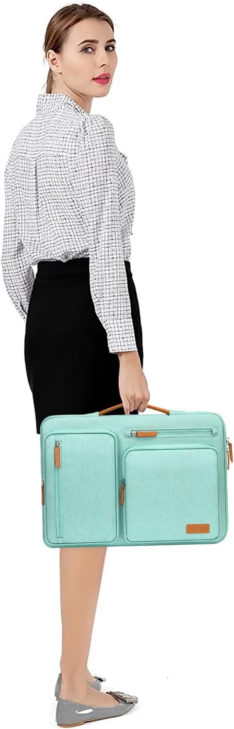 MOSISO 360 Protective Laptop Case 16 inch, 15-15.6 inch Laptop Sleeve Compatible with MacBook Pro 16, HP Acer Dell Lenovo ASUS, Side Open Carrying Case with 4 Zipper Pockets&Handle, Aqua Green