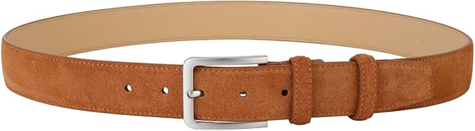 Men's Belt Casual Genuine Leather Suede Belts for Men 1 3/8" Wide Elegant Golf Dress Belt