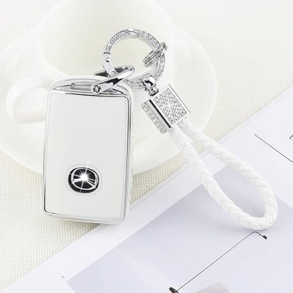 PIFOOG Car Key Case for Mazda 3 6 CX9 CX5 CX30 MX5 CX50 Accessories TPU Keys Fob Cover Shell Cute Bling Keychain Landyard Full Protection 4 Buttons Girly Women White Silver