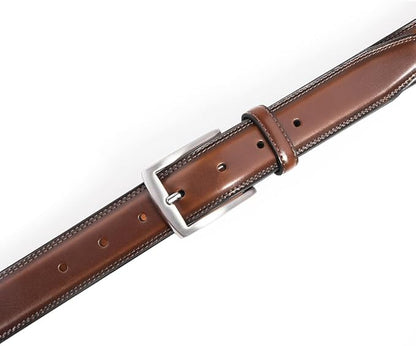 Mens Genuine Leather Dress Belt for Men, Handmade, 100% Cow Leather,Classic Casual and Business Belt Prong Buckle