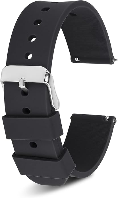cobee Silicone Watch Bands 18mm 20mm 22mm Quick Release Replacement Watchbands Straps with Stainless Steel Buckle Soft Rubber Watch Band for Men