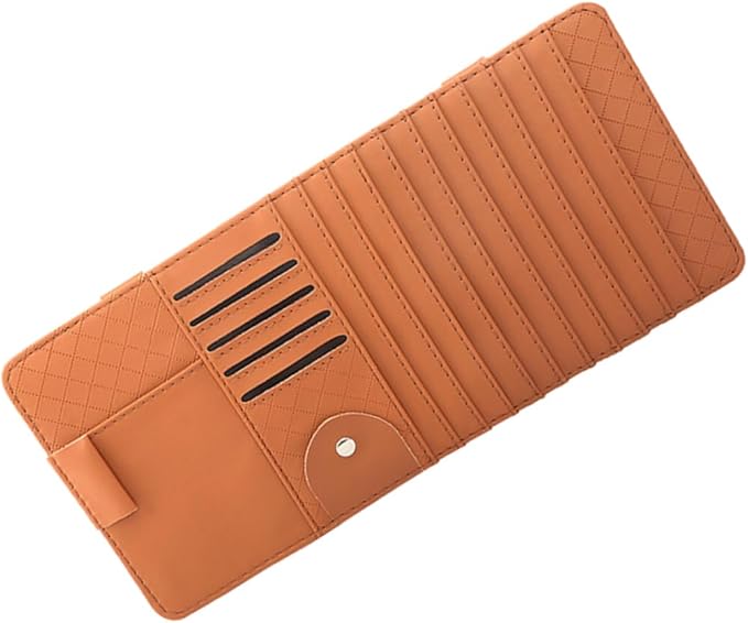 GLEAVI Multi-Functional Sun Visor Organizer Bag Leather Cd Holder for Car Stylish for Pens and Cards Convenient Storage for Vehicle Accessories