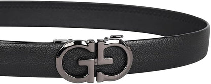 Aurolran Men&Womens Leather Dress Belt Business Automatic Buckle Belt Color-Black Silver Gold