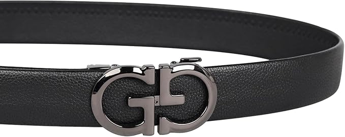 Aurolran Men&Womens Leather Dress Belt Business Automatic Buckle Belt Color-Black Silver Gold