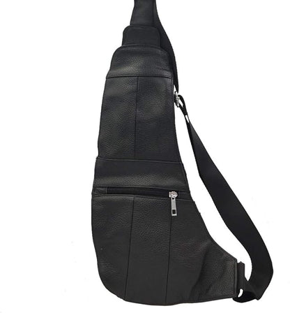 Hebetag Leather Sling Bag Crossbody Backpack for Men Women Travel Outdoor Camping