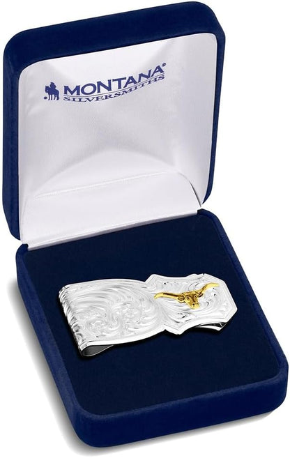 Montana Silversmiths Made in the USA Western Lifestyle Money Clip (Trail Boss with Longhorn)