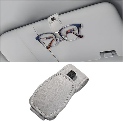 Zpana Sunglasses Holders for Car Sun Visor, Leather Magnetic Vehicle Sun Glasses Ticket Card Hanger Clip, Automotive Interior Eyeglass Mount Accessories, Universal for SUV Sedan Truck (Gray)