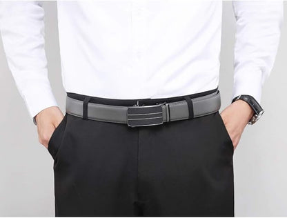 Founders & C Men's Ratchet Belt 1 3/8",Leather Dress Belt Adjustable with Click Sliding Buckle Trim to Exact Fit